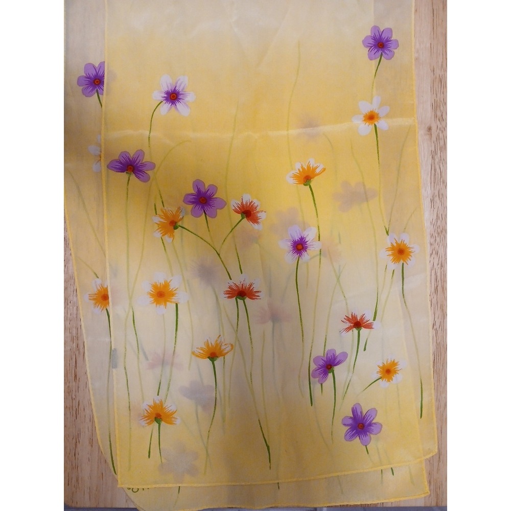 Vintage ECHO Floral Tropical 100% Silk Rectangle Scarf 50" x 11"